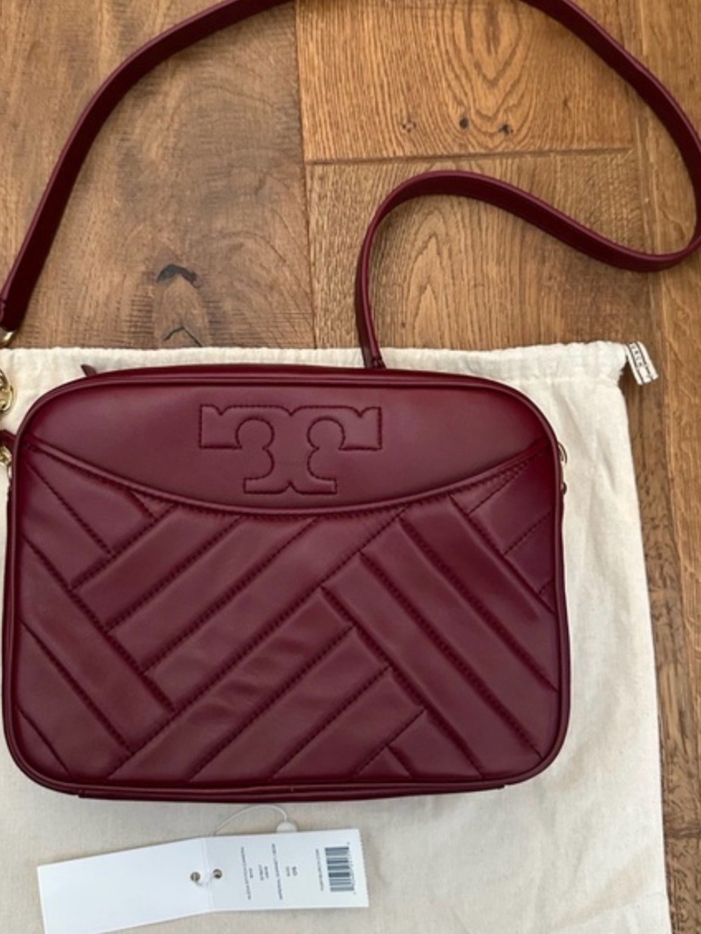 Tory Burch Quilted Leather Camera Bag - Burgundy
